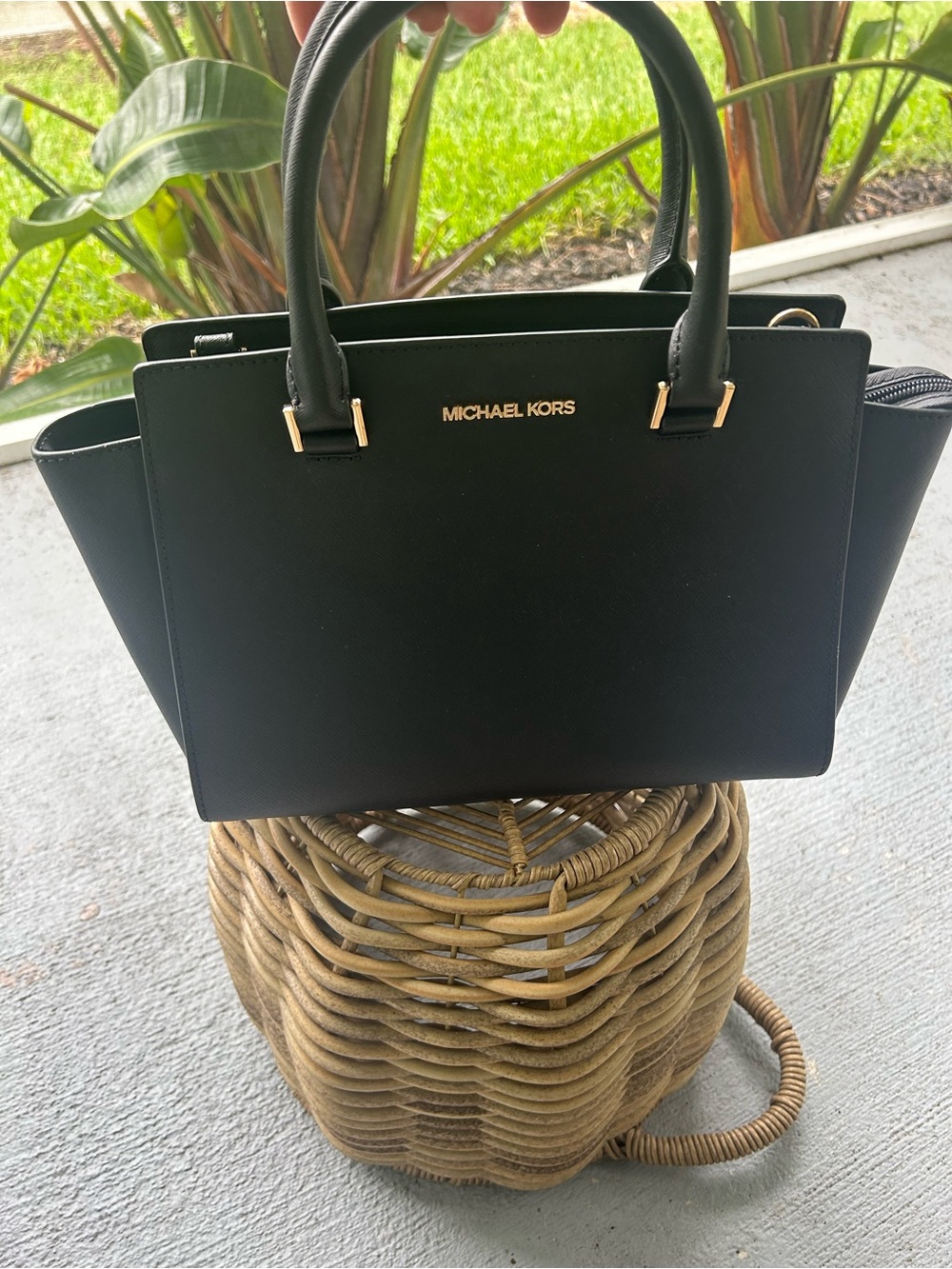 Michael Kors Black Structured Saffiano Satchel with Gold Hardware - Picture 2 of 10